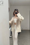 SWAYING/KNIT fleece V-neck cardigan SW202SZ53